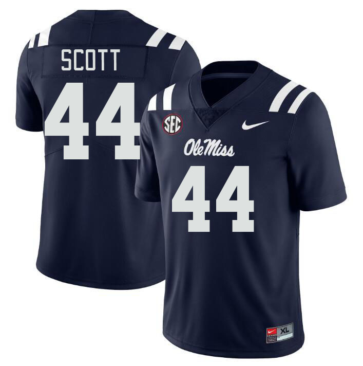 Men #44 Ali Scott Ole Miss Rebels College Football Jerseyes Stitched Sale-Navy